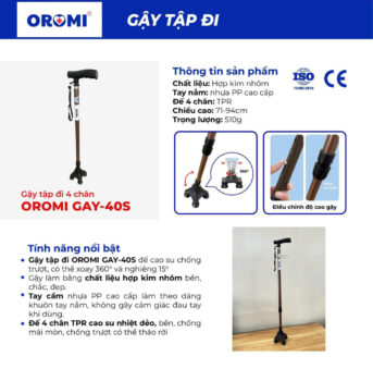 Gậy bốn chân đế trụ Oromi GAY40S