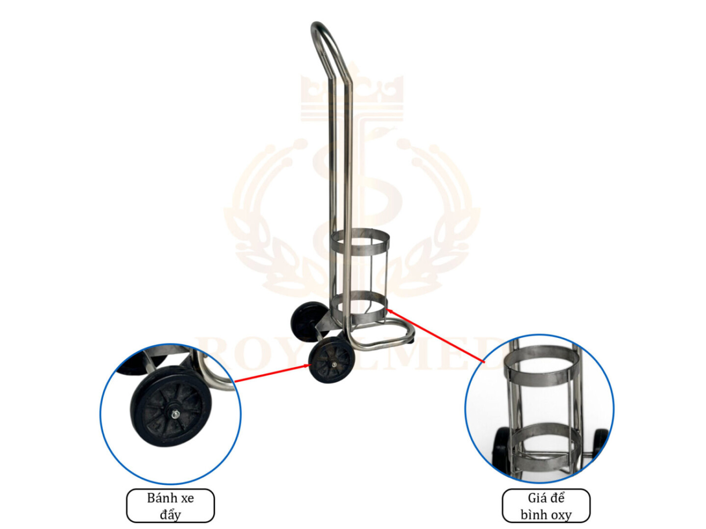 Xe Đẩy Bình Oxy 8 Lít, 9 Lít xe day binh oxy 10l 8