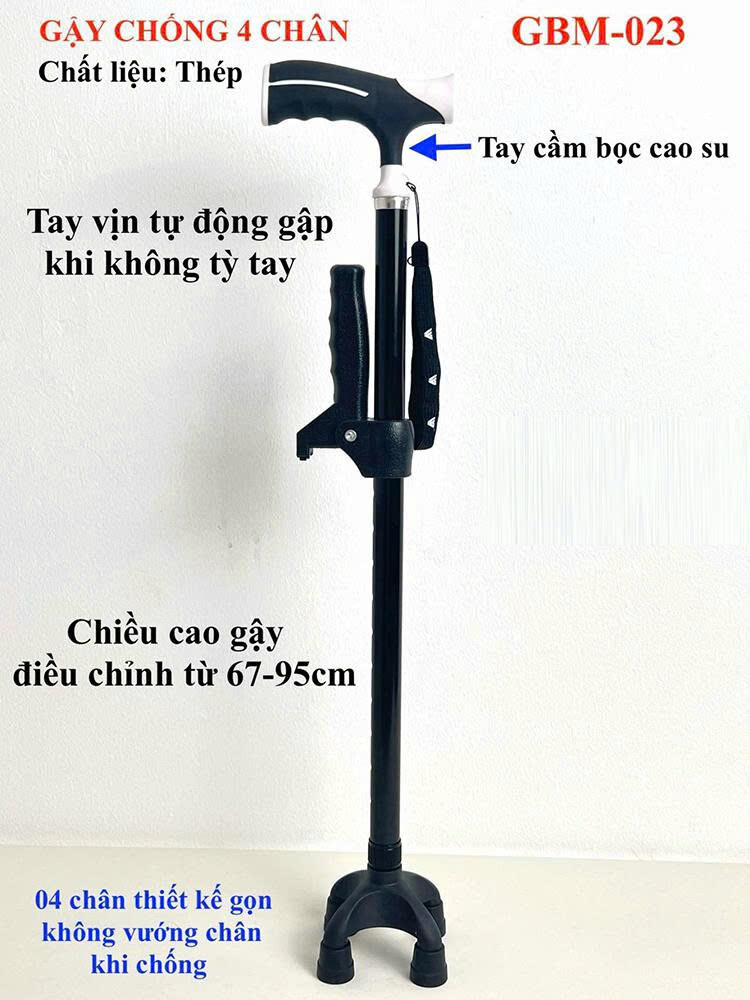 Gậy Chống 4 Chân Có Tay Vịn GBM-023 gay chong bon chan co tay vin gbm 023