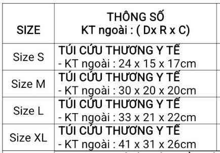 Túi Cứu Thương Màu Đen tui cuu thuong den kich thuoc
